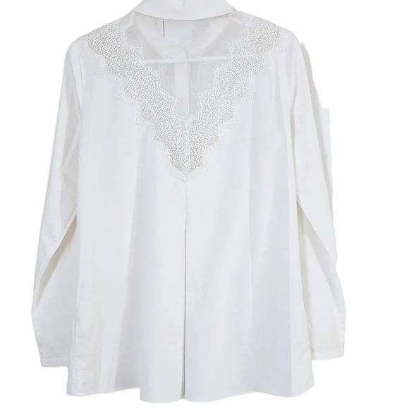 Elie Tahari NWOT Women's Lace Embroidery Button Down Blouse Small‎ Sheer Silk - Picture 15 of 15